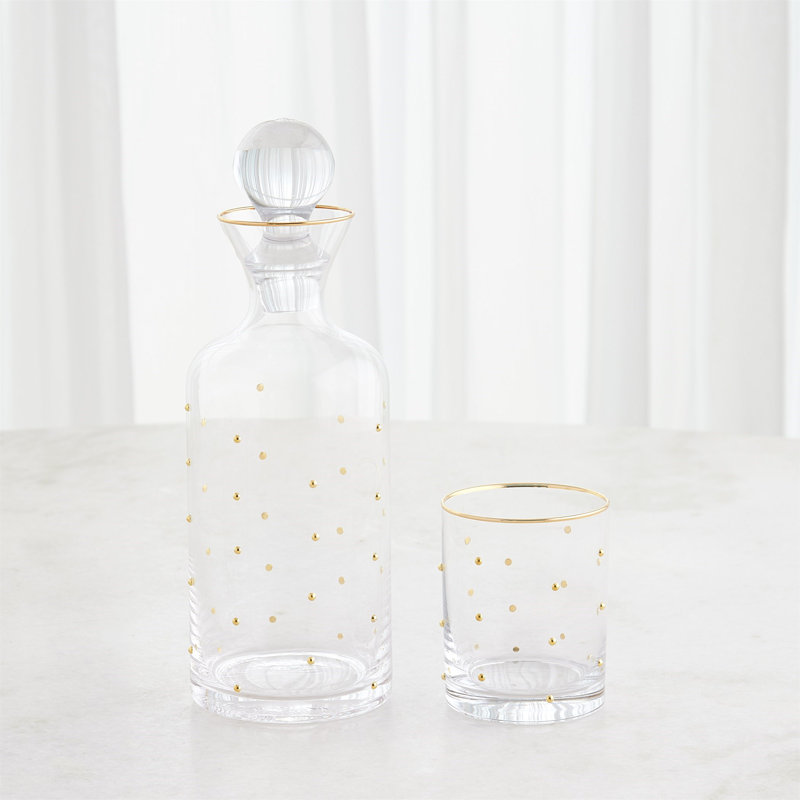 Celebration Decanter-Clear W/Gold Dots