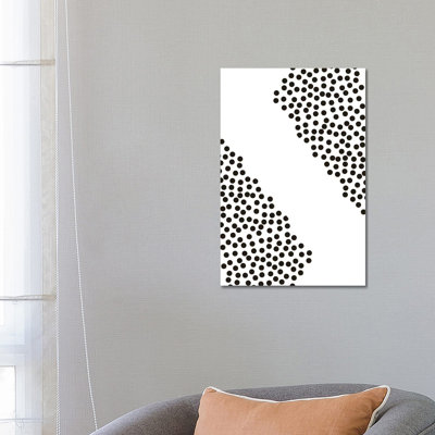 Black Corner Polka Dots by Pixy Paper - Wrapped Canvas Print