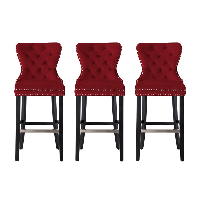 Tabouret de bar et de comptoir Kirsten, Rouge, Tabouret de bar (siège d'une hauteur de 29 po), Noir