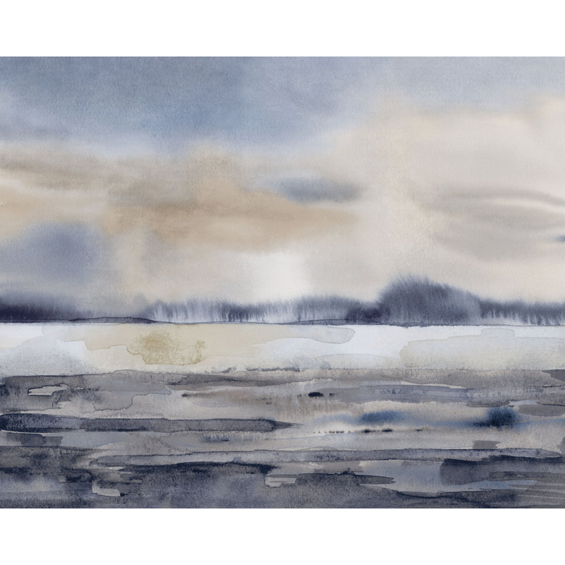 Murale coucher de soleil hivernal, gris
