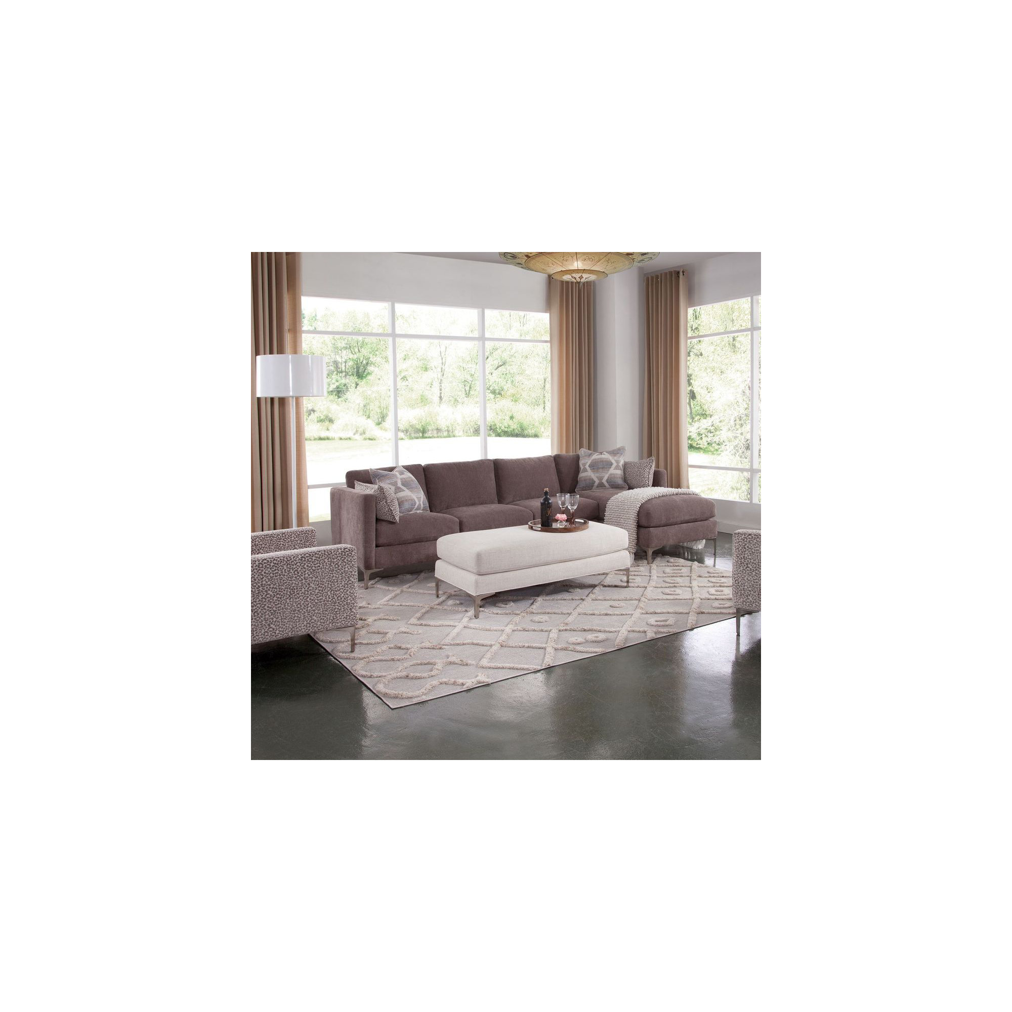 Upholstered Chaise L-Sectional, Right Hand Facing, Elite Ash; 0321-83