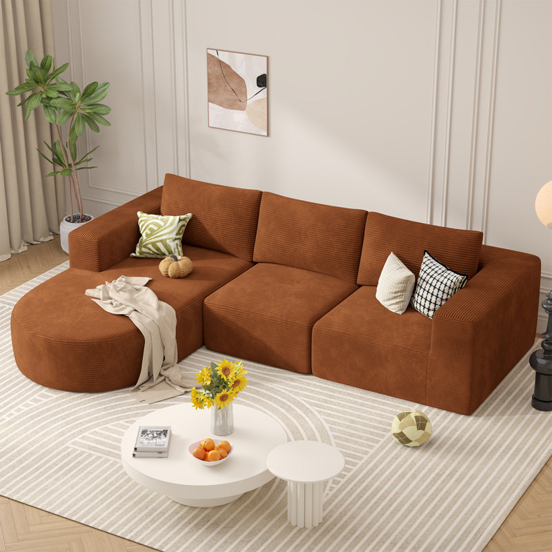 Boneless 105" Heavyweight Sectional Couch With L-shape Chaise No Assembly Required Modern Modular Sofa With Extra Deep Seat Cozy Upholstered Couches For Living Room Bedroom