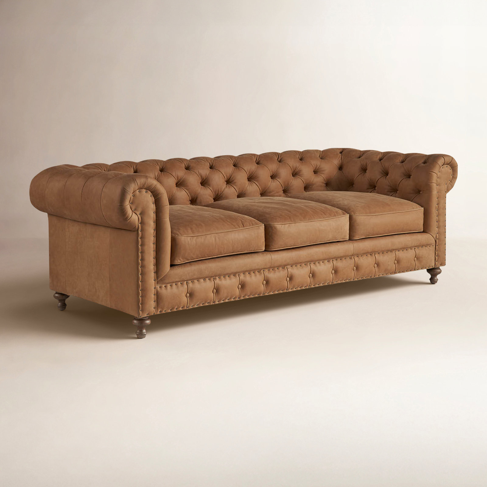 Hayes Berkeley Sofa, Tan Genuine Leather