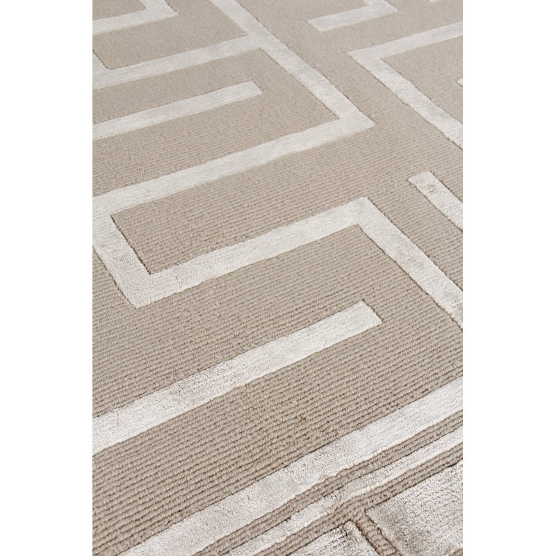 Metro-Velvet Geometric Area Rug in Beige, Rectangle 8' x 10'