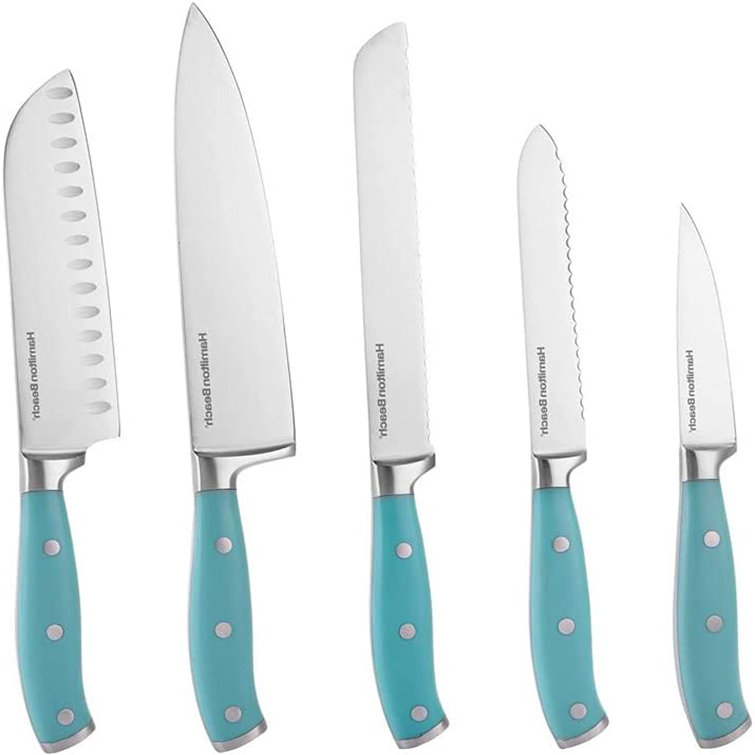 Hamilton Beach 14-Piece Kitchen Knife Cutlery Set, Aqua Blue