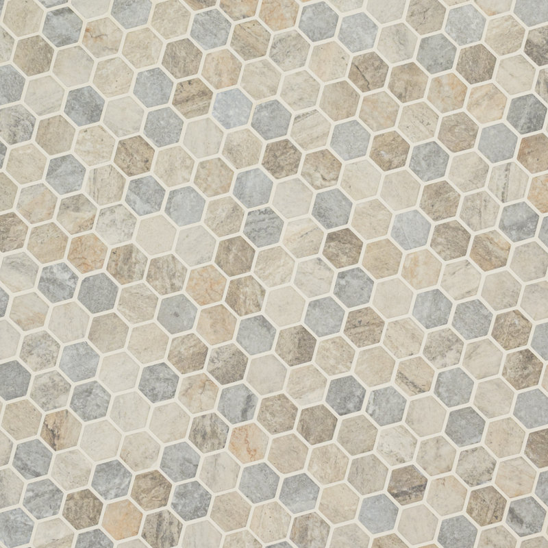 Montessa Sora Hexagon 11 in. x 13 in. Glossy Glass Mosaic Floor and Wall Tile