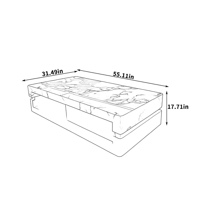 Brayan, H 17,71 po x L 55,11 po x l 31,49 po, Noir / blanc, Noir
