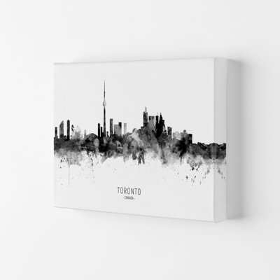 Toronto Canada Skyline Black White City Name by Michael Tompsett - Print