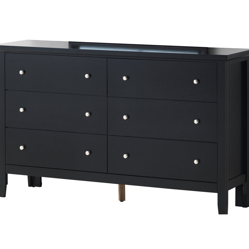 Commode Gl13 Furniture G1336-d en noir - chambre à coucher entièrement assemblée avec un design élégant