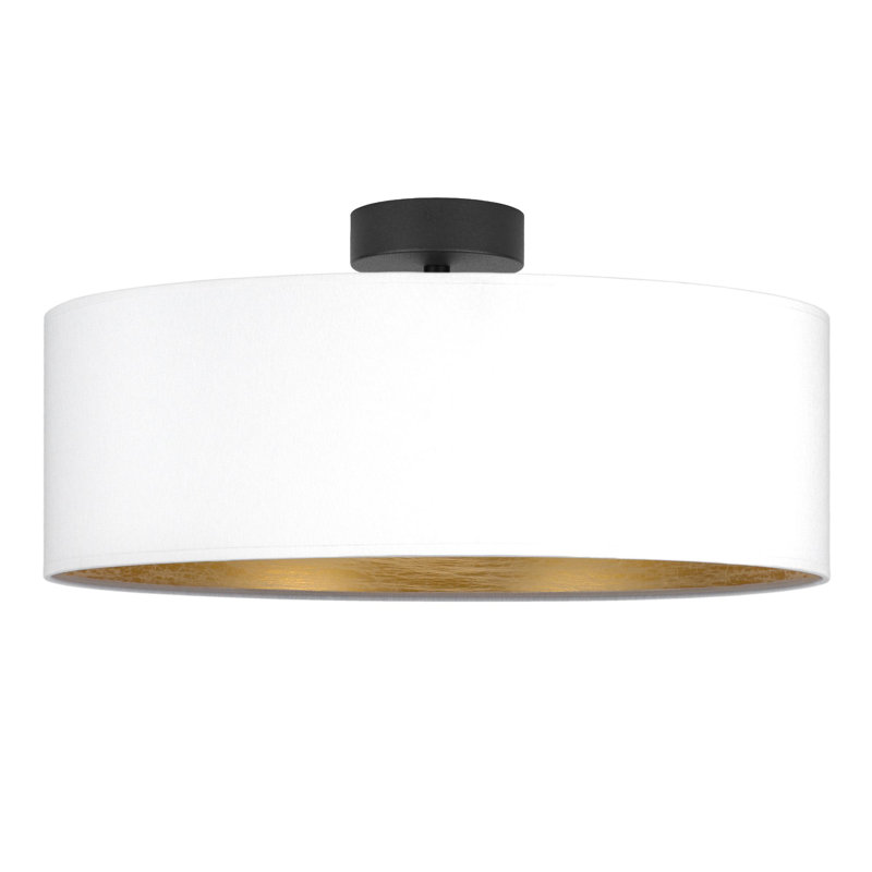 Tres Fabric Flush Mount, White/Gold, 20cm H x 45cm W x 45cm D