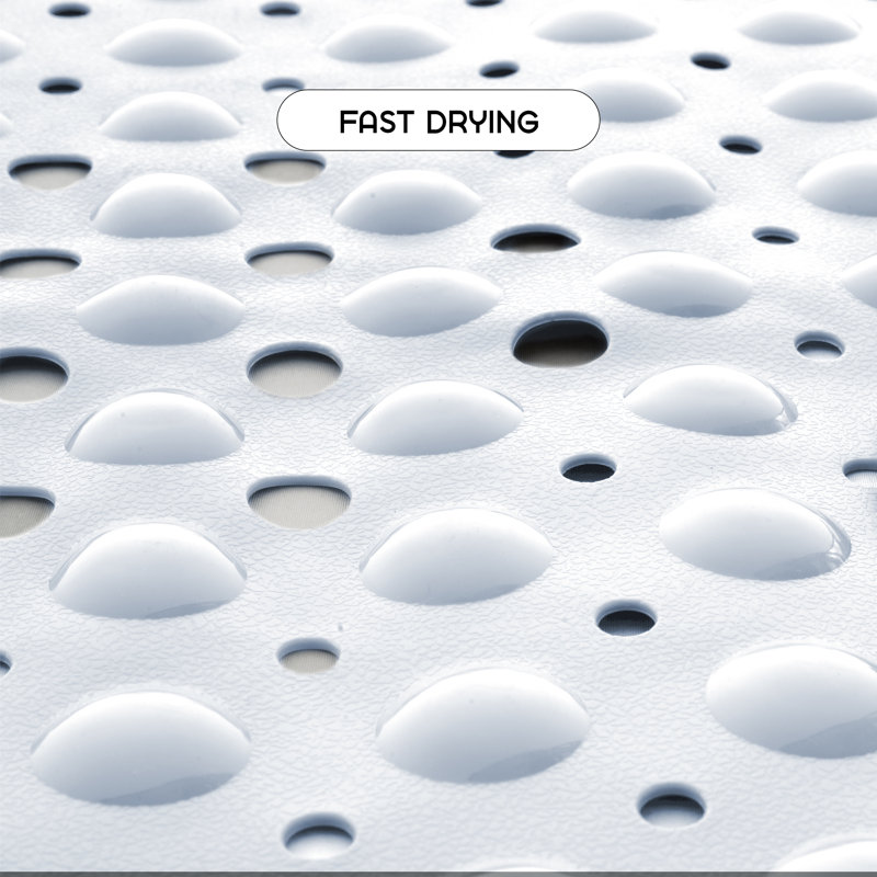 Large Bathtub Mat with Suction Cups & Non-Slip Backing Bath Mat, White