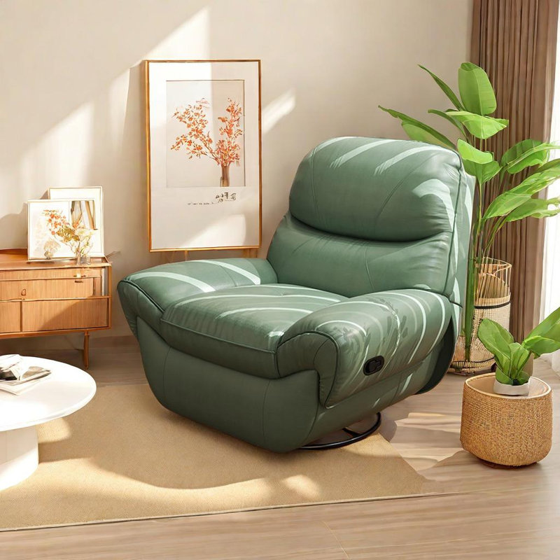 Cat Scratch Recliner In Waterproof Fabric Faux Leather Swivel Recliner, Green