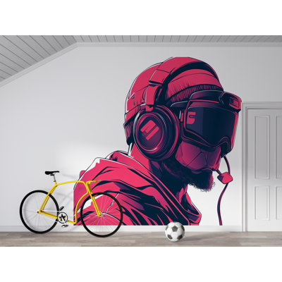 Décalcomanie murale Gamer, autocollant mural Esports, art mural de salle de jeu, décoration de chambre ado, casque mural 254GM