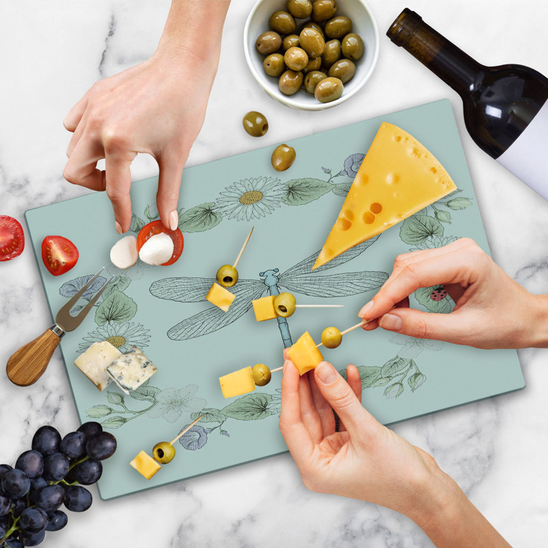 Planche à découper rétro Ambesonne grande taille thème de la vie à la ferme libellule lilas vert