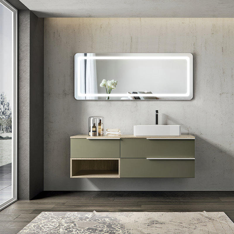 Miroir mural à DEL pleine longueur avec support et 3 lumières réglables, 20 po x 63 po, Argent