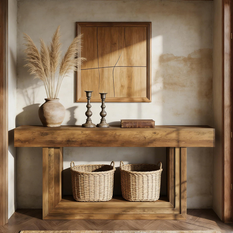 63" W Console Table, 2-Tier Long Entryway Table