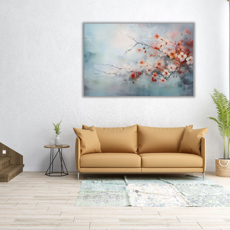 «Abstracted Misty Blooms 2», art mural, Sans cadre, H 32 po x l 48 po x P 0,02 po