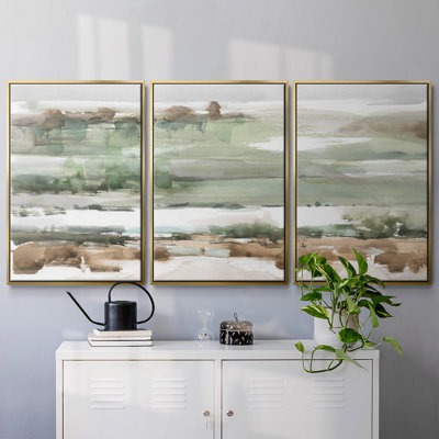Turquoise et argile II, reproduction sur toile 3 pièces