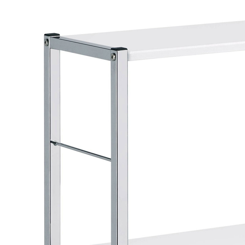 4-Tier Rectangular Bookshelf, White/Chrome