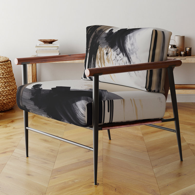 Chaise avec accoudoirs contemporaine noire, blanche et dorée Expression IV, Noir