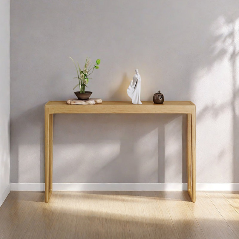Console moderne en bois massif minimaliste moderne, H 31,5 po x l 47,24 po x P 11,81 po, Bois naturel