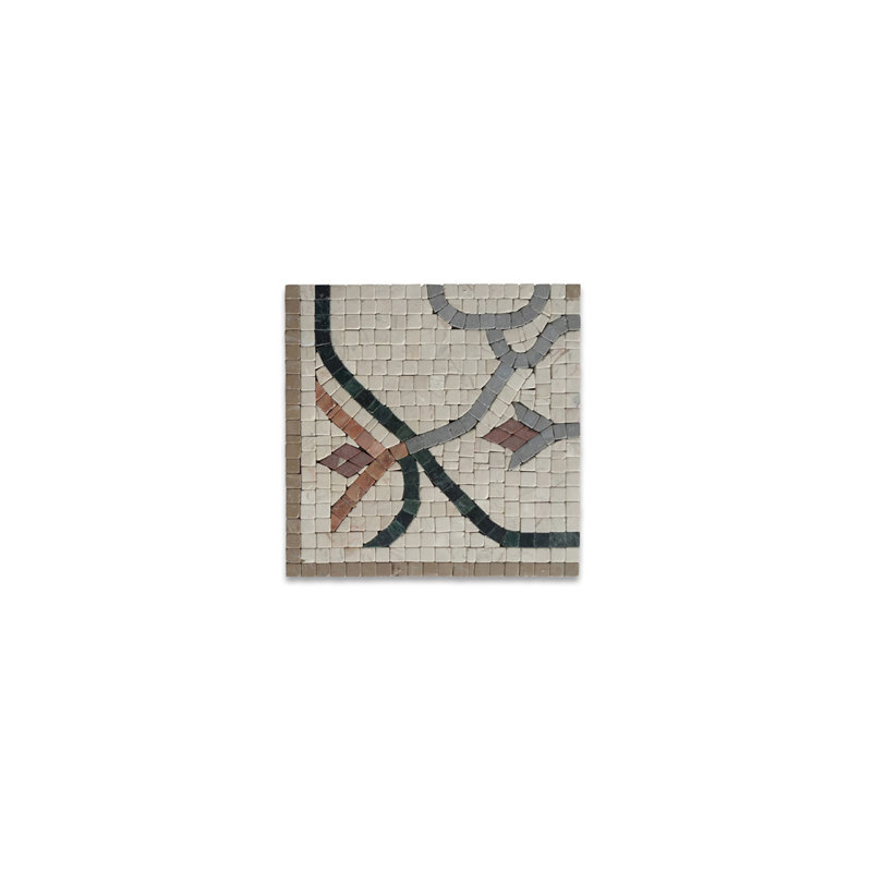 Carina 7.5" x 7.5" Marble Mosaic Wall & Floor Tile, Beige/Gold/Green