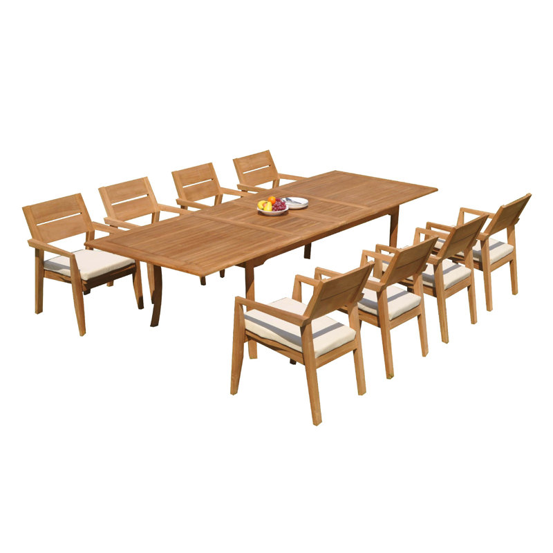 Ensemble de salle à manger 13 pièces teck Vellore, H 30,5 po x L 117 po x P 40 po, 8