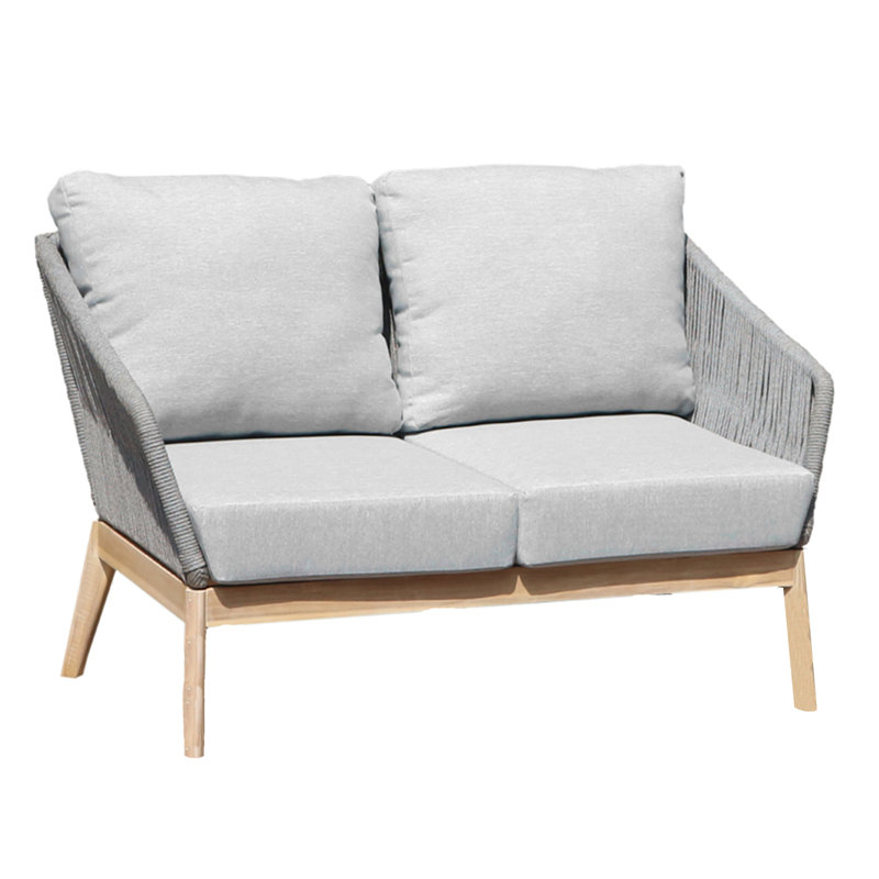Bowery 51'' Wide Rectangle Acacia Loveseat with Cushions, Gray