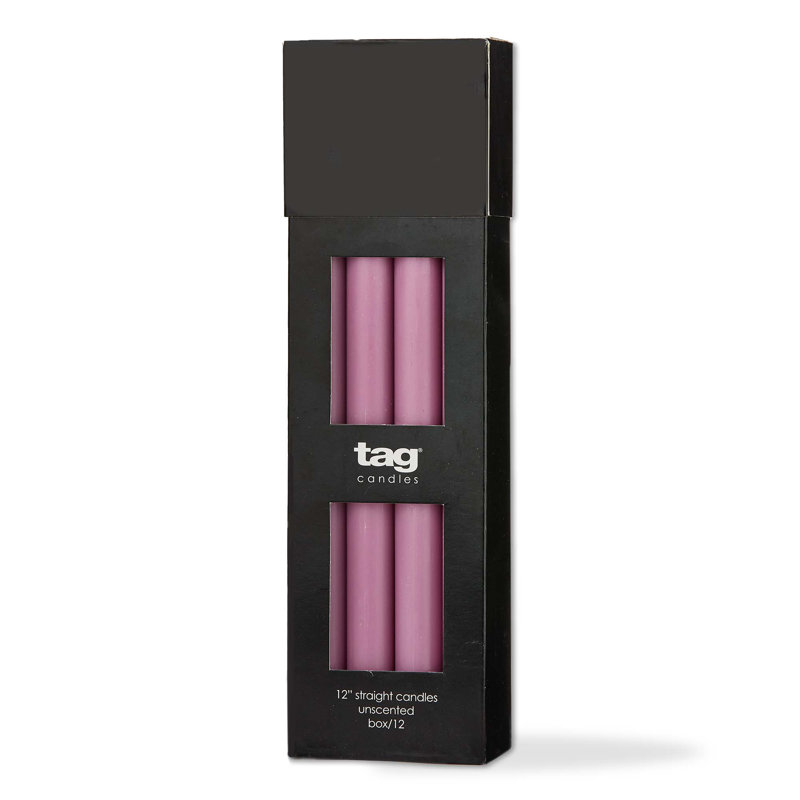 Bougies droites Color Studio 12 pouces, violet lilas, ensemble de 12, 12