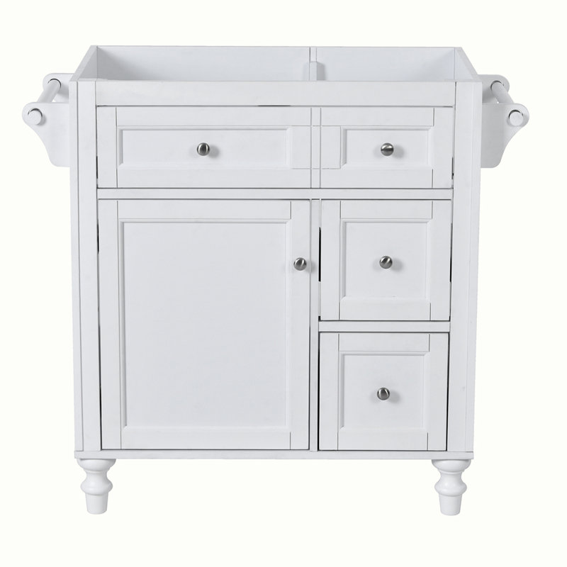 Meuble-lavabo moderne sans lavabo supérieur, avec 2 tiroirs et un tiroir basculant, Blanc