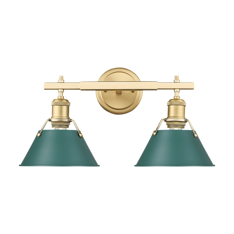 Éclairage pour salle de bain 2 lumières Orwell en étain avec vert pin, Bronze champagne brossé