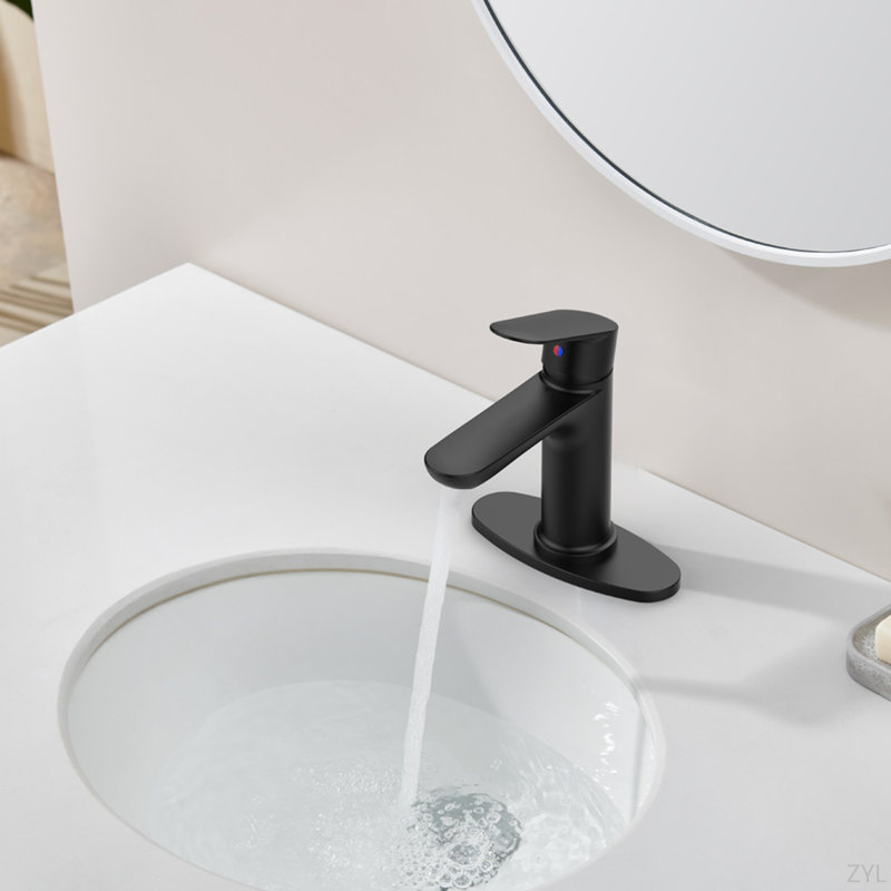Single Handle Bathroom Faucet With Deck For 1 Or 3 Holes,Laundry Vanity Sink Faucet With Two 9/16" Hoses