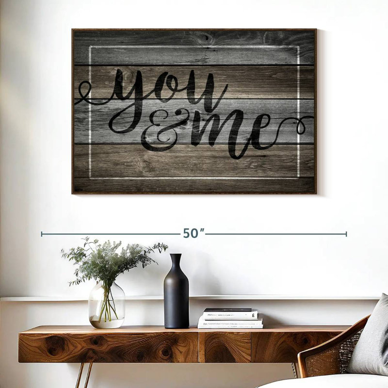 Plaque murale "You And Me", Cadre flottant en noyer, 40 po x 27 po