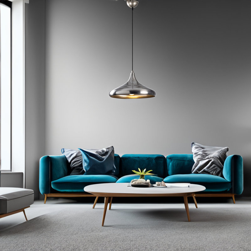 Lustre scandinave élégant Glam, finition argentée, 13,8 po x 13,8 po | Hauteur: 45,7 pouces, longueur du câble: 35,4 pouces | Corps en métal, douille E27 (40 W maximum), indice de protection IP20 | Parfait pour le salon et la salle à manger modernes
