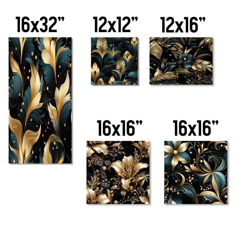 Katherina - ensemble de 5 reproductions d'art sur toile florales, Toile tendue
