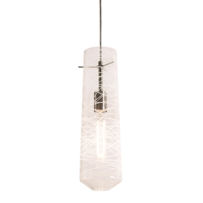 Luminaire suspendu cylindrique à 1 lumière Hicksville, Clair, 1