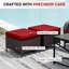Ensemble de patio extérieur en osier pour 2 personnes avec 2 chaises, 2 repose-pieds et coussins rouges-677868512