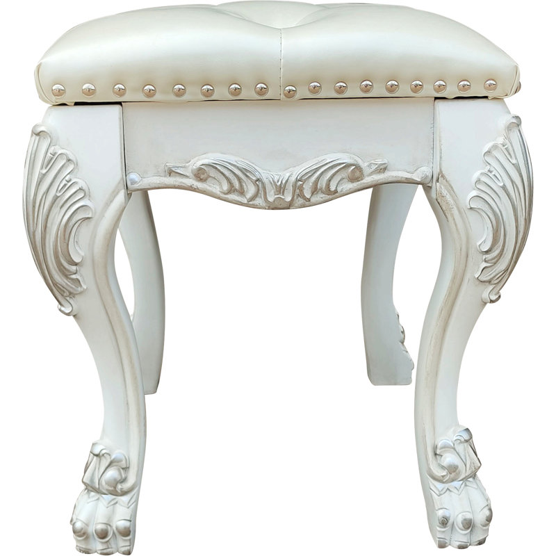 Tabouret de coiffeuse à finition blanc os
