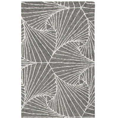 Anakin Geometric Handmade Tufted Wool and Cotton Gray/Ivory Area Rug