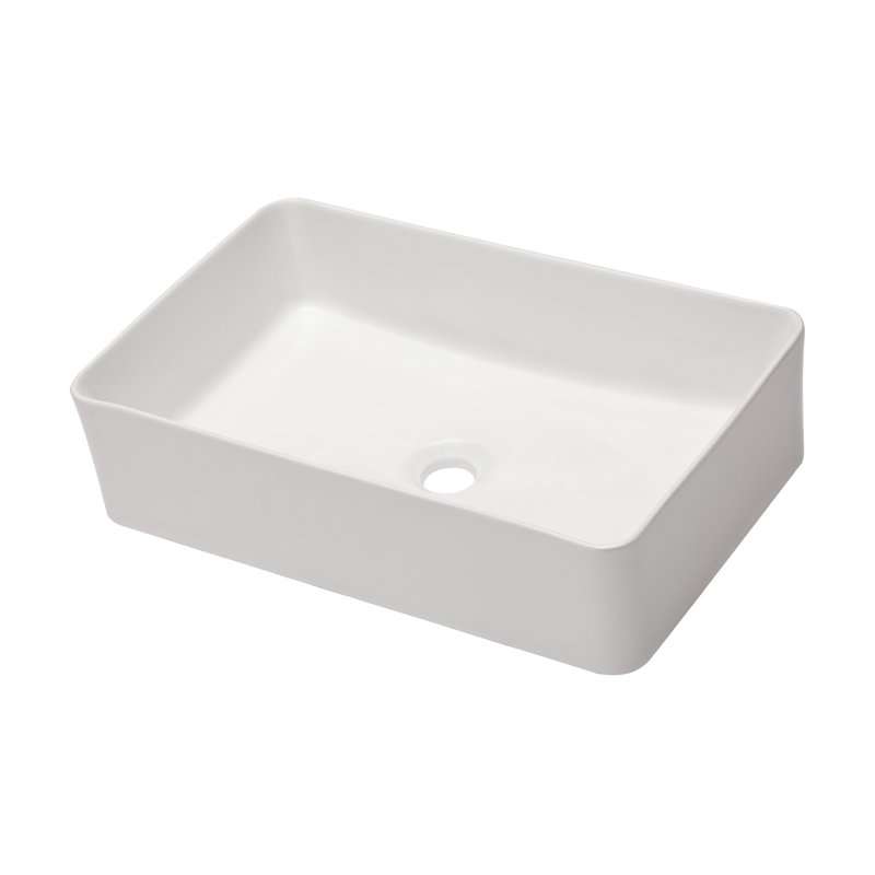 21"X14" White Ceramic Rectangular Vessel Bathroom Sink