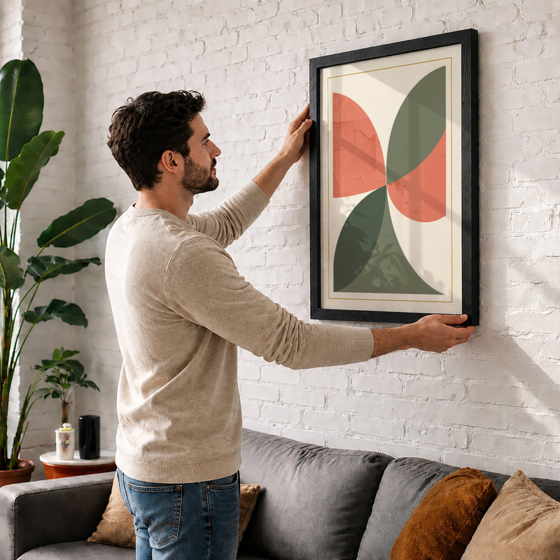 Pinwheel Geometry Mid-Century - Framed Print, A1 - 84.1 x 59.4 cm, White