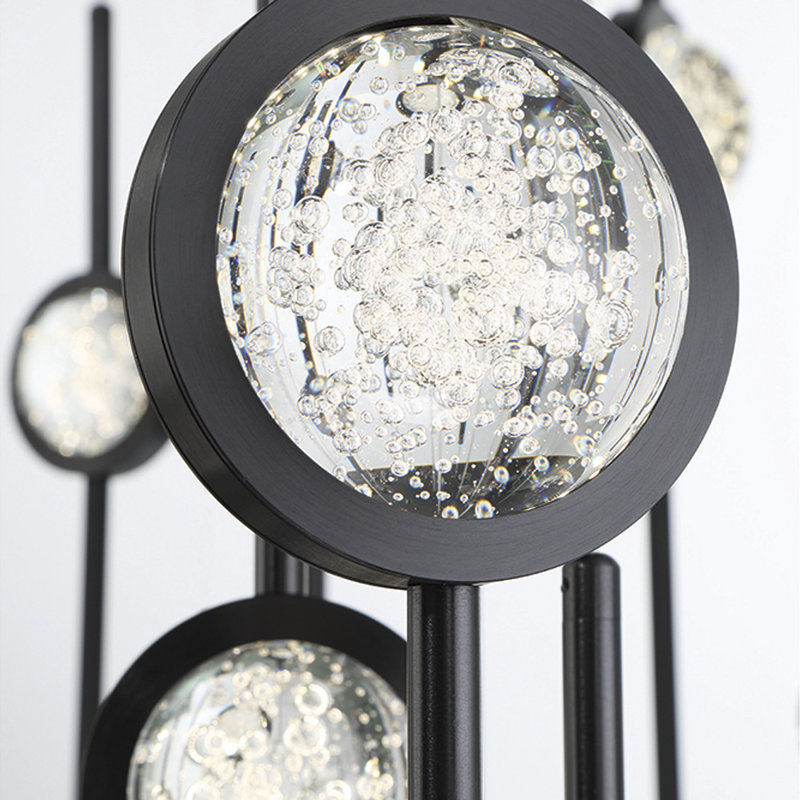 Mélange d'aluminium anodisé à DEL et boule transparente, Noir, noir, noir, noir