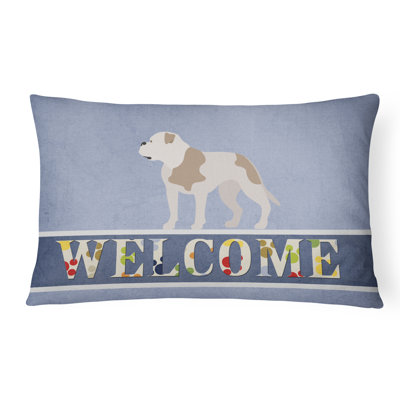  American Bulldog Welcome Indoor/Outdoor Throw Pillow