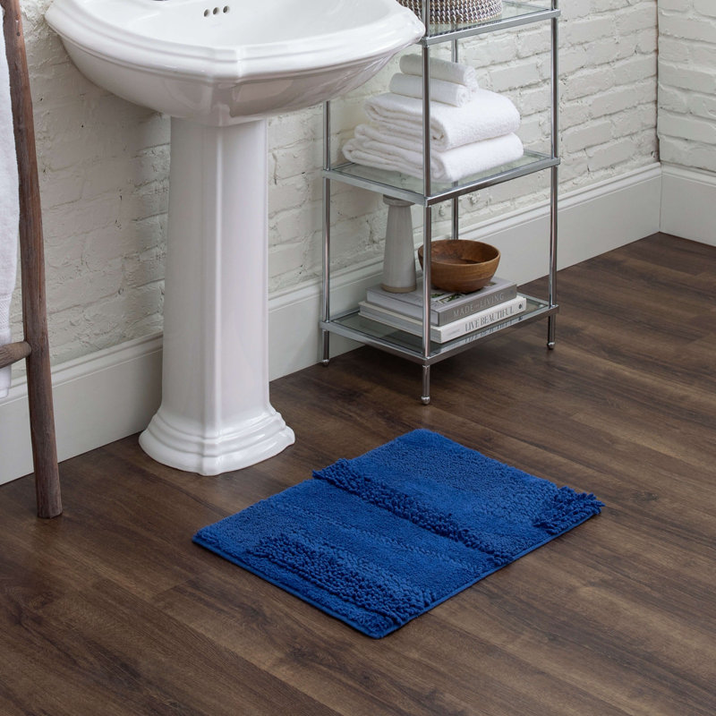 Laverne High/Low Stain/Fade Resistant Non-Slip Machine Washable Bath Mat, Fiesta Cobalt, 17" W x 24" L