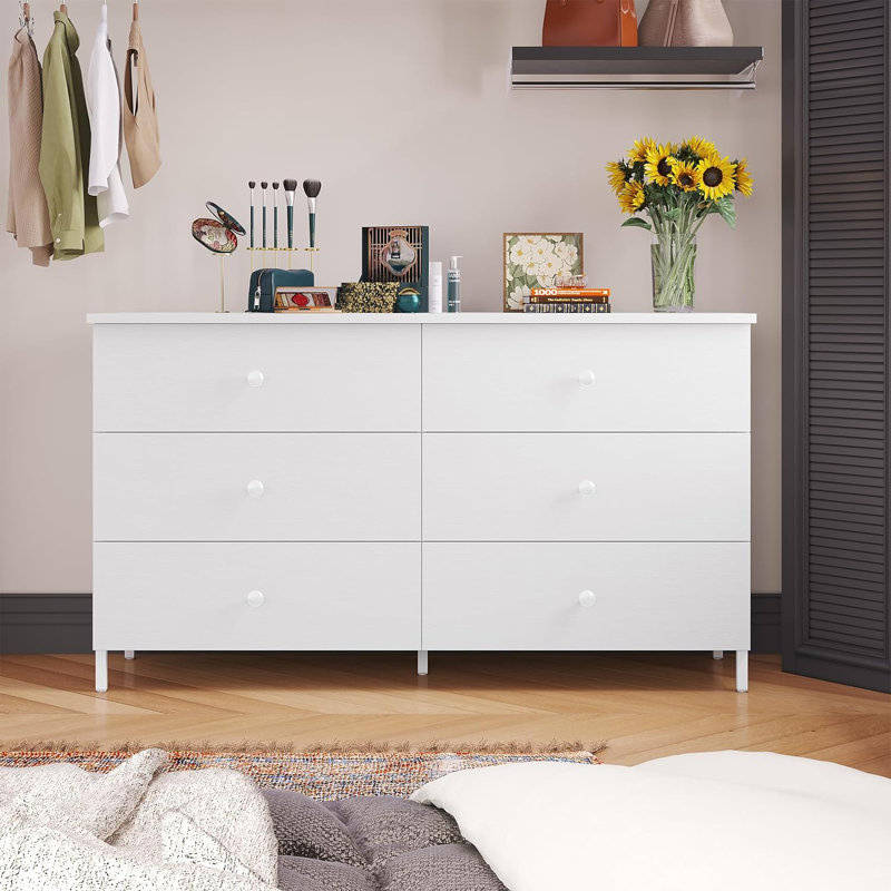 Cataleah 47.3'' W 6 - Drawer Dresser, White