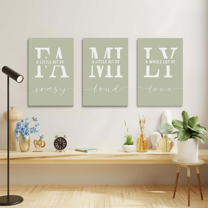 3 Piece Wrapped Canvas Print, Green