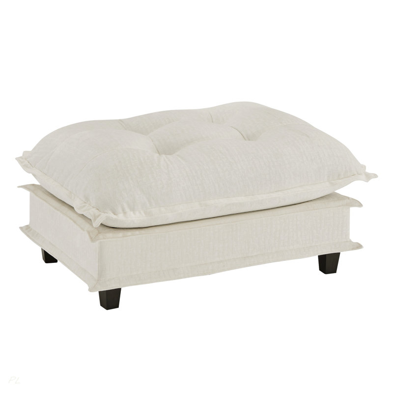 Modern Ottoman Chenille, Beige