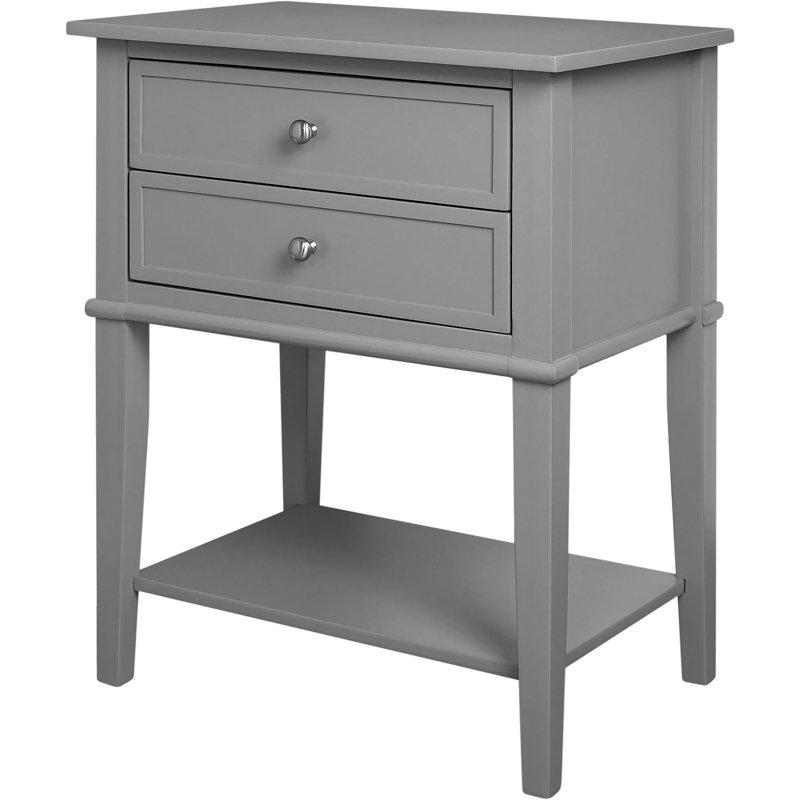 Deonni 56cm W Solid Wood Bedside Table, Grey