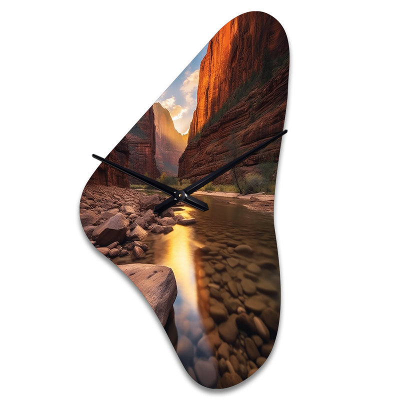 Zion National Park Utah - Utah, forme unique en métal, horloge murale asymétrique moderne, Grand