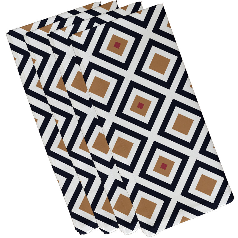 Ensemble de serviettes 4 pièces Frances, L 18 po x L 18 po, Bleu marine / brun